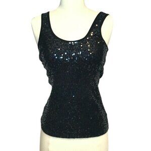 Express S Black Ribbed Tank Top With Sequined Front